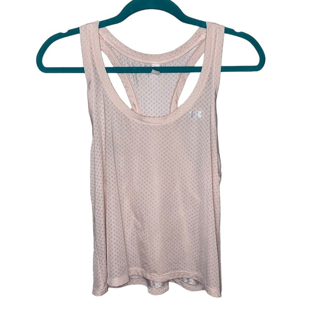 Under Armour HeatGear Tank Top Medium Loose Fit Mesh Racerback Pink Athletic